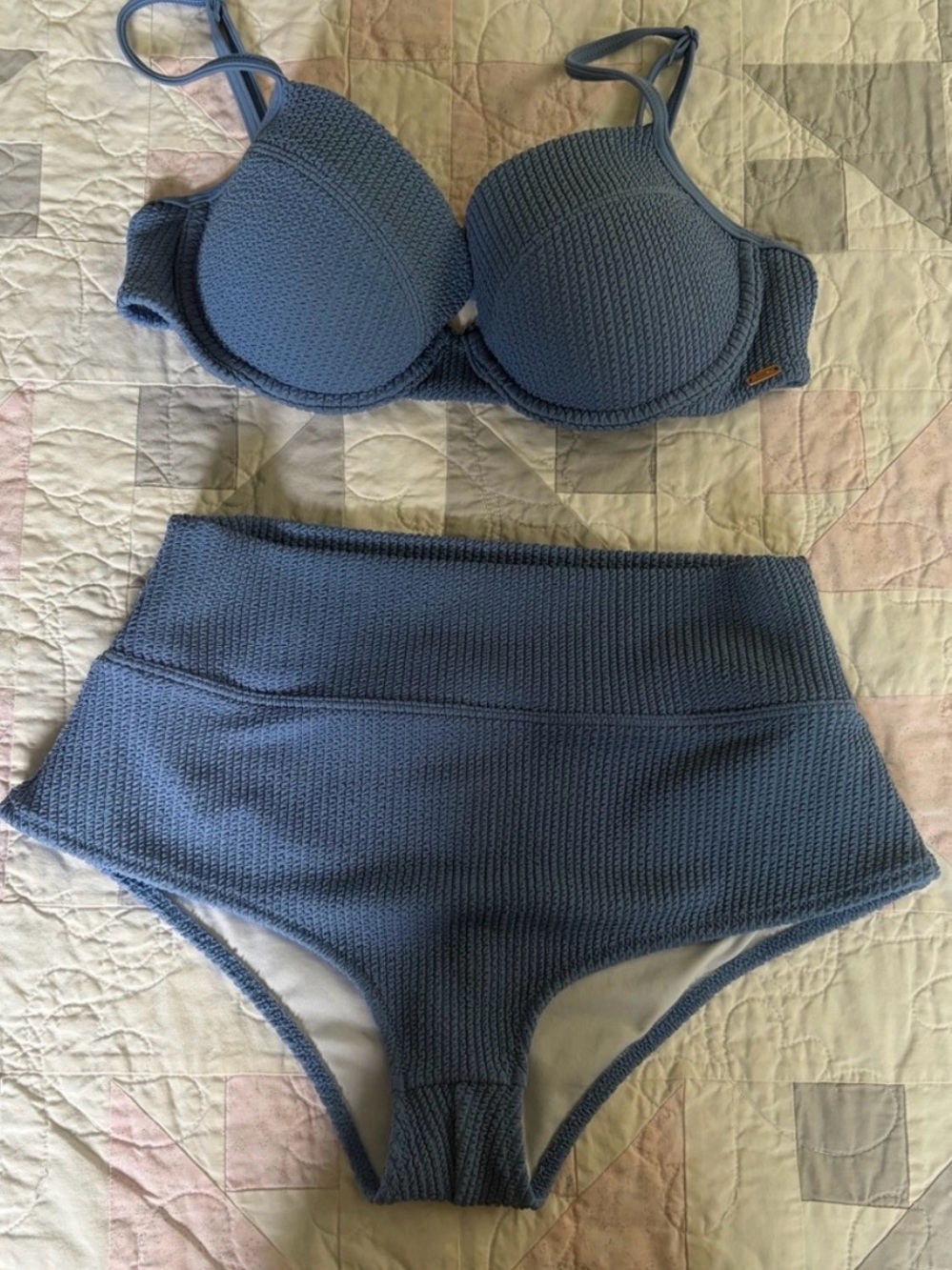 VS ribbed texture swimsuit , Medium. Steel grey blue .